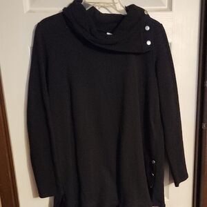 New Directions Black Cowl Neck Sweater with Long Sleeves